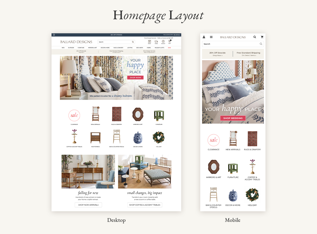 Ballard Designs Homepage Mockup