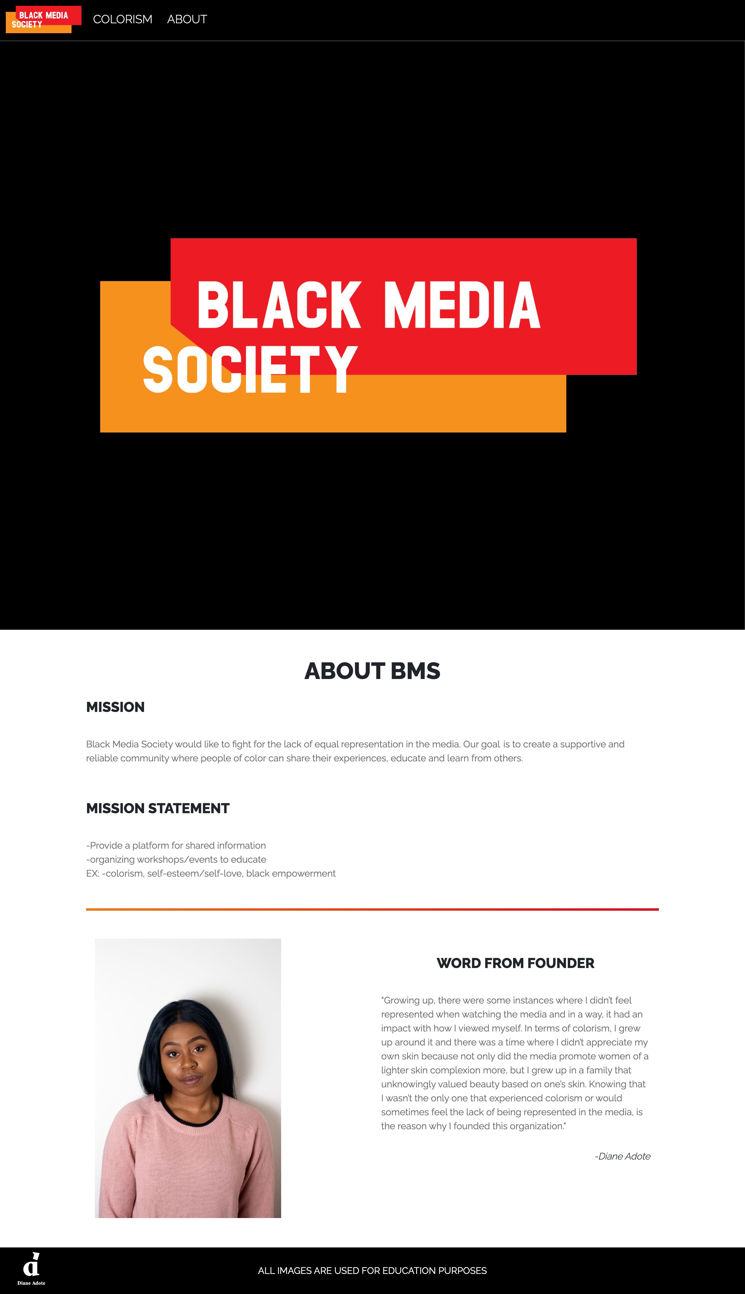 Black Media Society About page